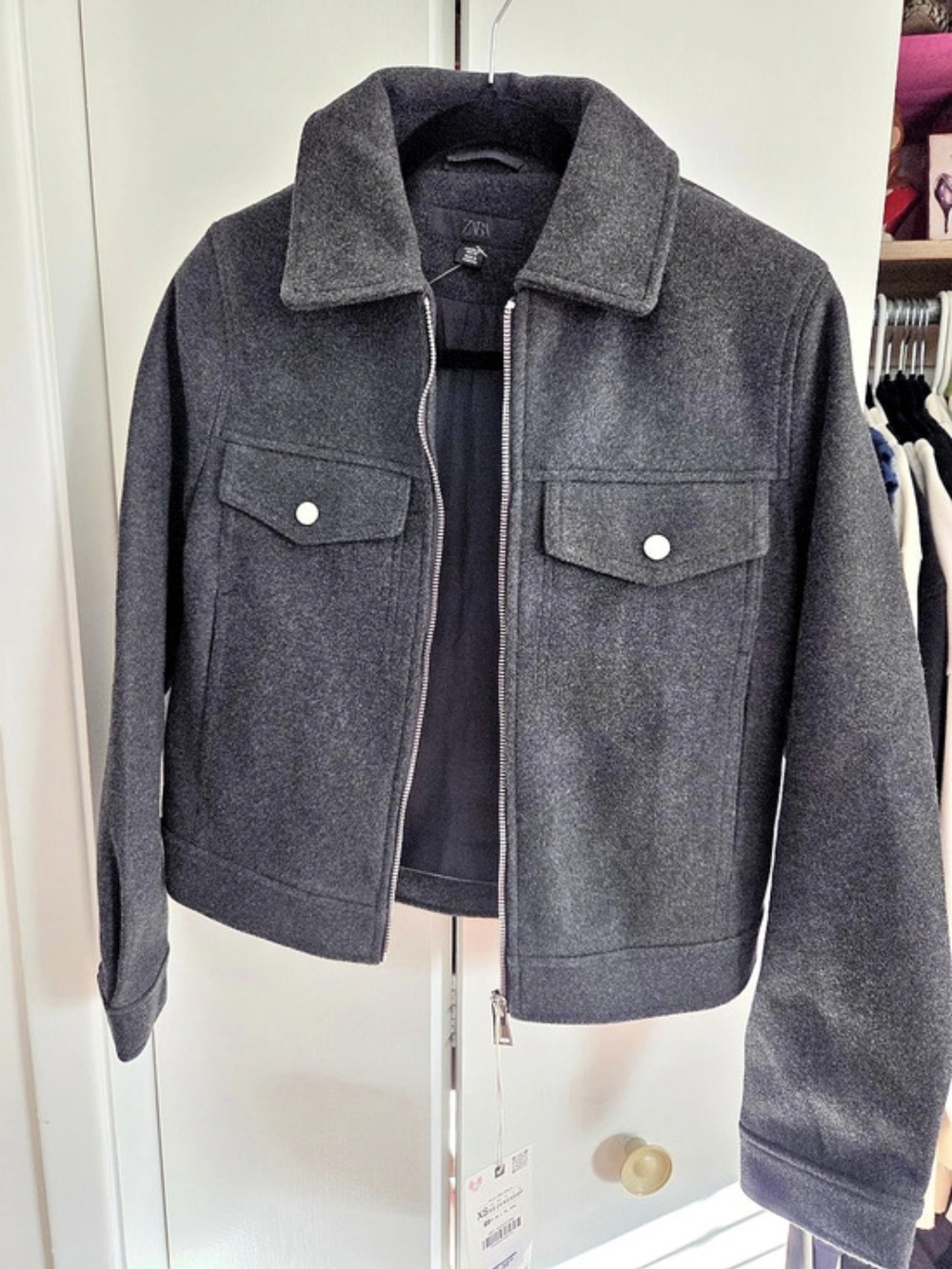 Zara Cropped Jacket in Gray Size XS NWT